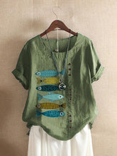 Women Round Neck Graphic Print Short Sleeve T-shirts